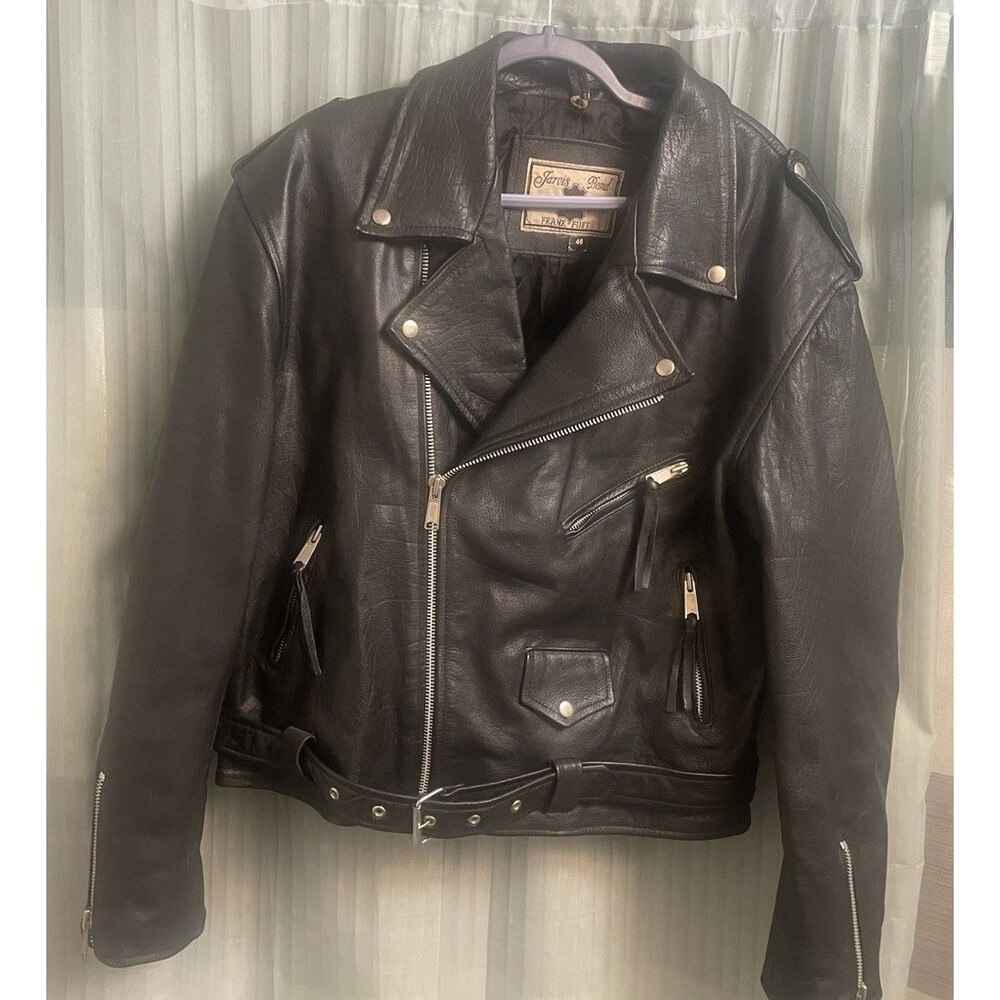 Jarvis Bond, London, NY, Frank Furt Buffalo Leather Motorcycle Jacket Size 46